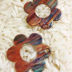 Flame Painted Copper Flower Clasps